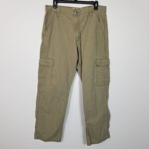 WRANGLER Authentic Men's Cargo Ripstop Fabric Jeans Olive Green 33x30 ~ 4492